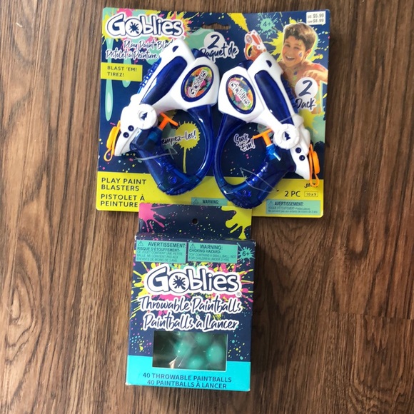 NWT Goblies bundle with 2 play paint blasters and NWT blue throwable paintballs - Picture 1 of 10